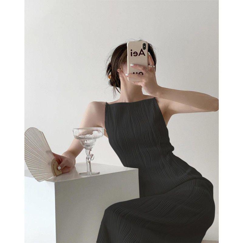 Waist-Cinching Textured Pearl White Maxi Dress - French Pearlescent Camisole Design