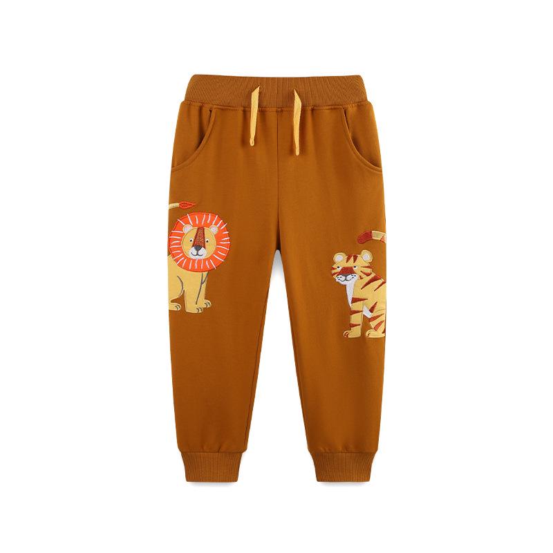 European Style Children s Autumn Sports Pants with Cartoon Lion Embroidery 4Y