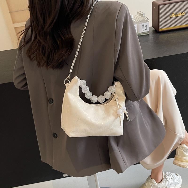 Beaded handbag women's bag new chain messenger bag stylish and simple texture portable shoulder bag