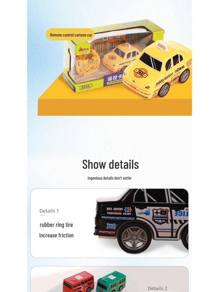 Cartoon Car City for Kids - Remote Control Bus & Taxi Toy Set