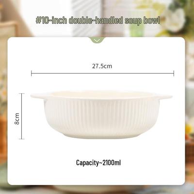 Mod Lanka Cream Style 10-inch Double-Handle Soup Bowl