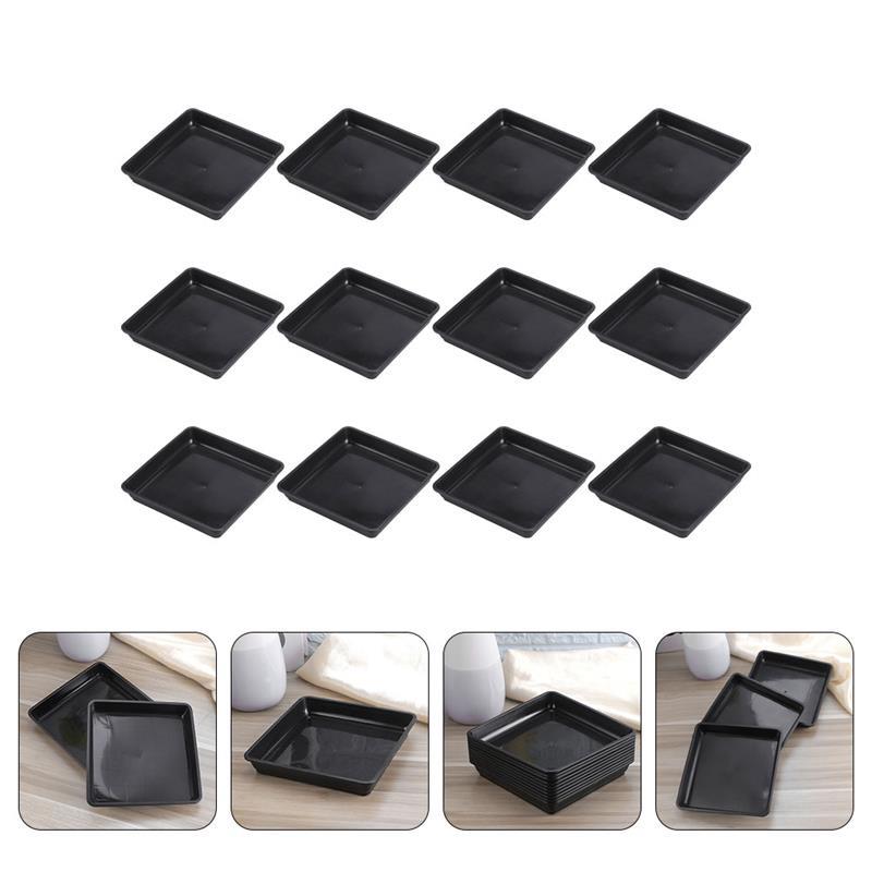 12 Pcs Square Flower Pot Tray Flowerpot Base Plant Pot Bottom Trays Gardening Water Tray Bonsai Plate Ground Basin Durable