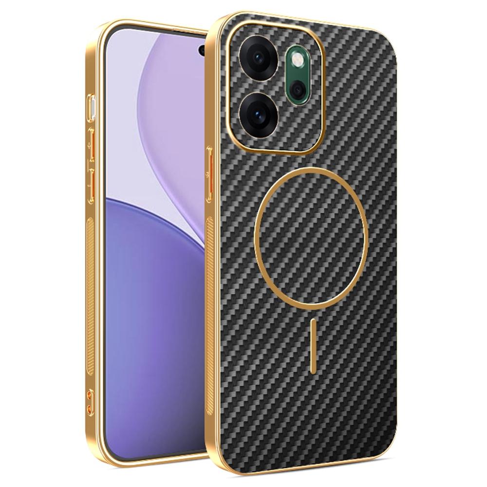 Pro Oppo Reno14 F 5G pouzdro Texturovaný elektroplátovaný TPU zadní kryt z uhlíkových vláken