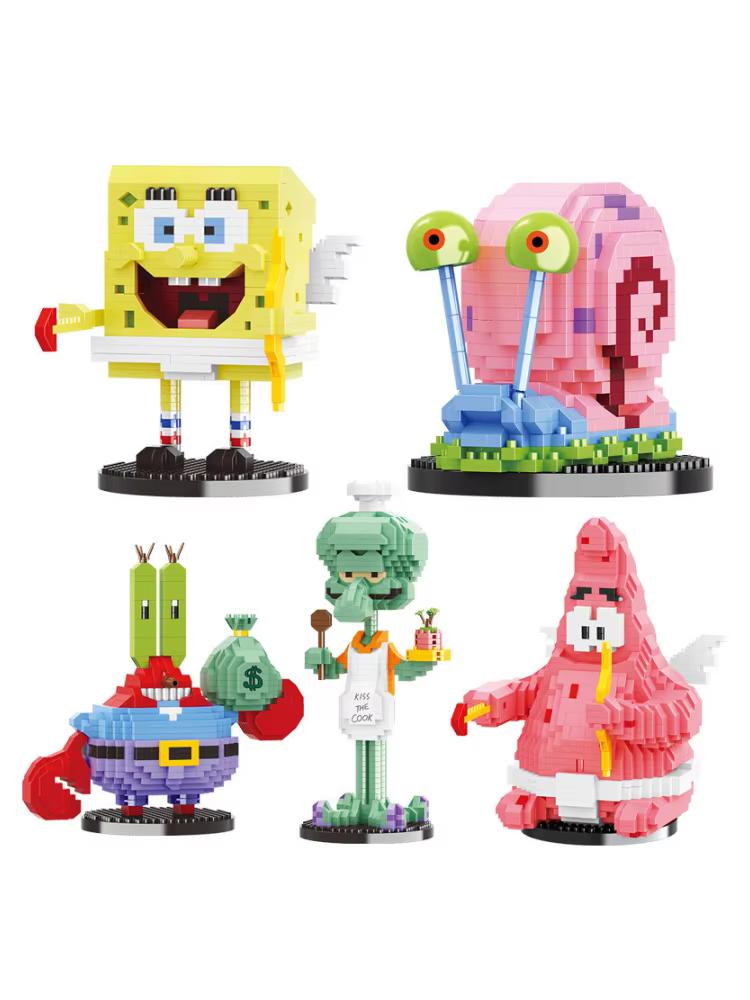 Figura de Dibujos Animados Anime Patrick Sar Sr. Krbs Figuras de Acción Educativas Ensamblaje Bloques de Construcción Juguetes Modelo Adorno Regalo