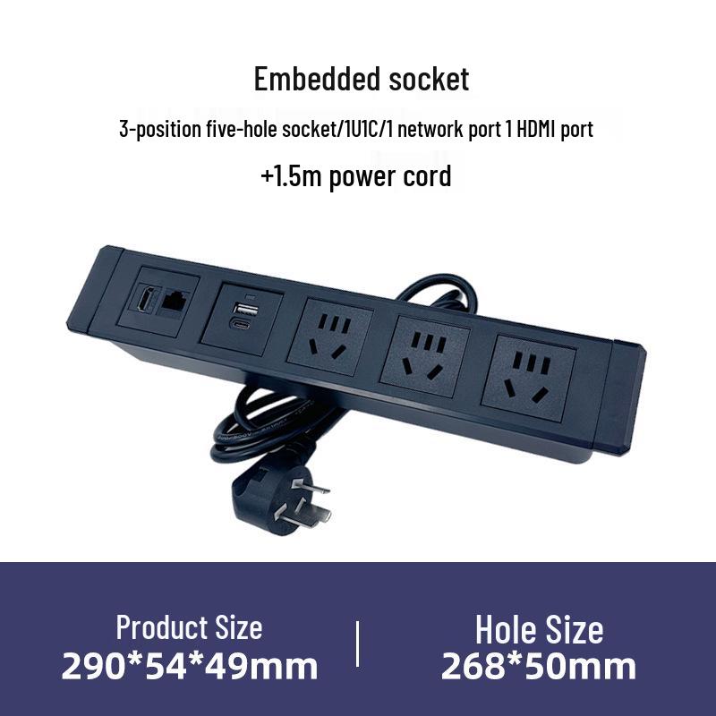 Multifunctional Embedded Desk & Bedside Power Strip with USB