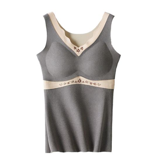 

Базовая майка Теплое термобелье с встроенным бюстгальтером Бесшовная конструкция Мягкая на ощупь Удобная многослойность Зимняя майка XL серый