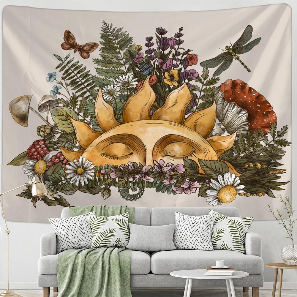 

Ретро психоделический грибной гобелен Гобелен для офиса, гостиной, украшения стен дома 100x75cm