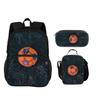 Fußball neue runde Fronttasche Rucksack Federmäppchen, Kühlpack, 3er-Set, der beste Begleiter für Schüler und Schülerinnen in der Schule