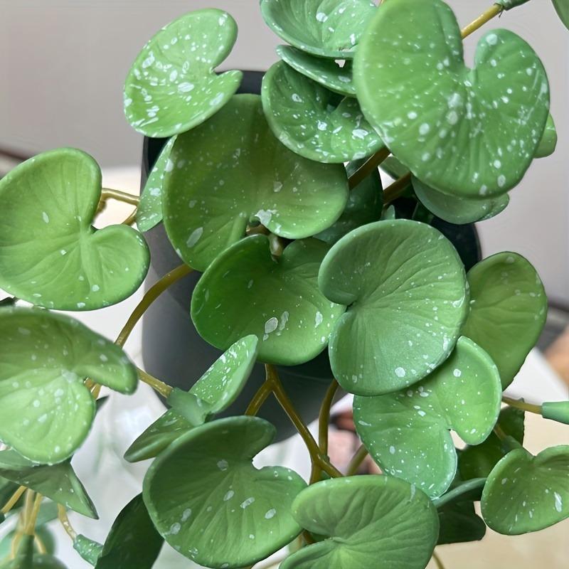 Artificial Plant Bouquet Copper Coin Grass Soft Glue Lifelike Fake Green Plants Wall Hanging for Home Office Garden Decoration