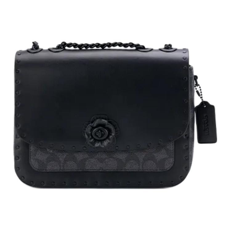Coach Madison 24 Camellia Logo Turnlock Crossbody Bag Women Crossbody Bag Charcoal-Gray CW454-MWQV8