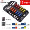 Car Boat  Fuse Box Holder With 12 Way Blade Fuse Holder Block & Warning Indicator  12V~24V Power Distribution Panel Board