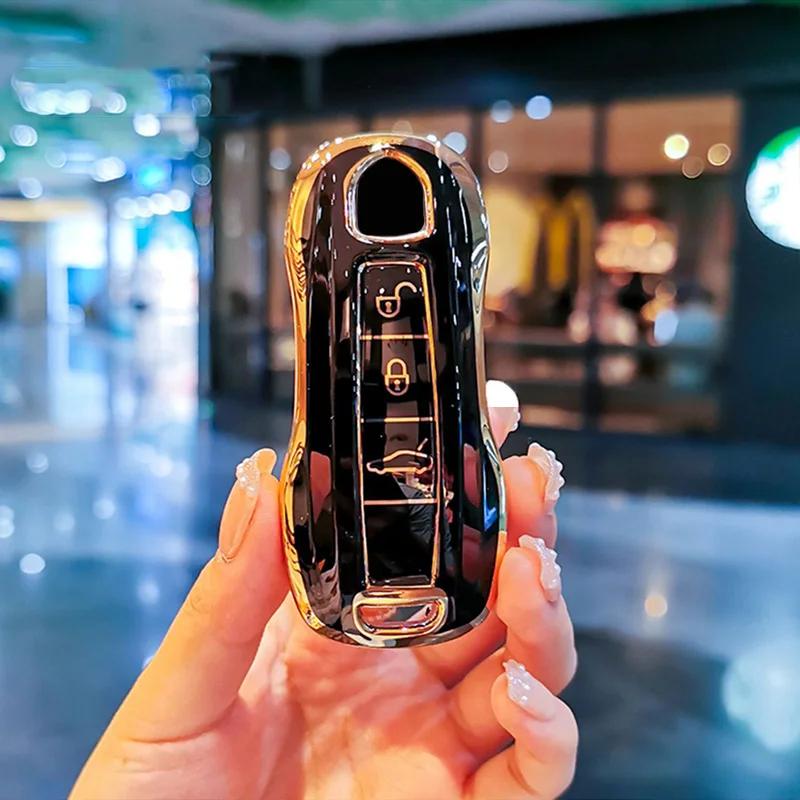 Fashion TPU Car Key Cover Case Shell for Porsche Panamera Carman Macann Bobst Cayenne 911 970 981 991 996 92A Keychain Accessori