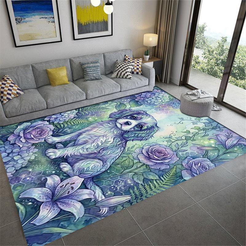 2025 New Dreamy Watercolor Animal Carpet Rug for Living Room Bedroom Home Sofa Decoration,Kids play Non-slip Floor Mat02