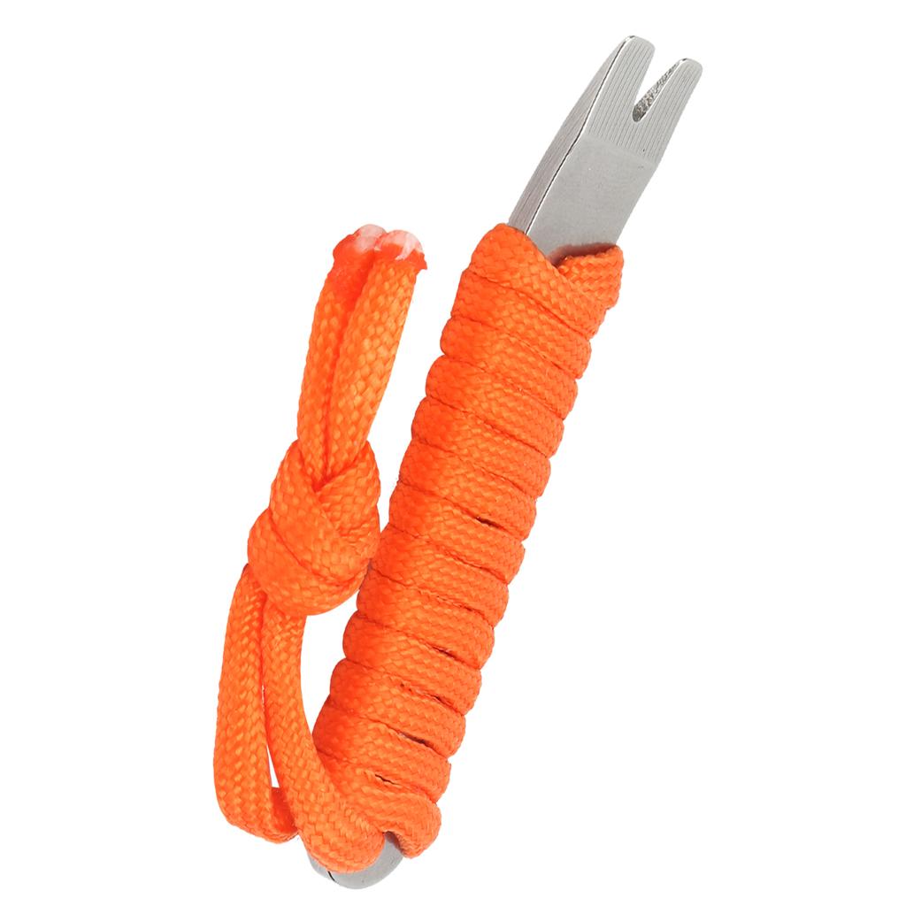 Stainless Steel Pocket Pry Bar with Paracord MultiPurpose Mini Crowbar Crank Scraper(Orange )