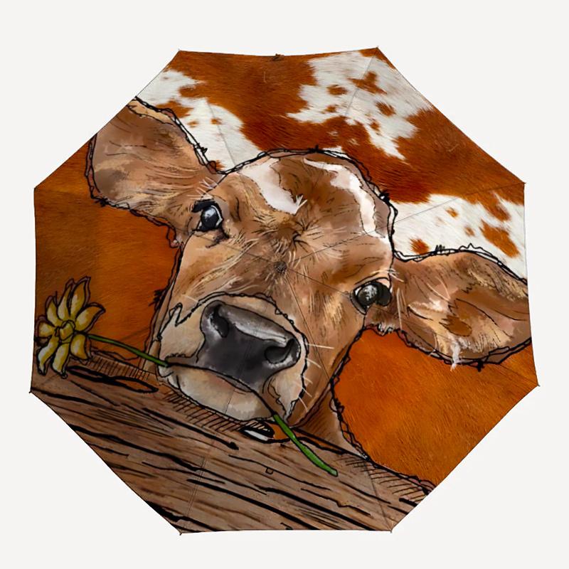 

1pc Cow FlowerAutomatic Open/close Umbrella, 8-Rib sturdy structure, Portable Travel Umbrella, Parties, Everyday Usec81