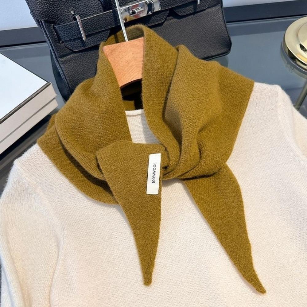 Triangular Wool Headscarf Solid Color Knitted Scarf Elegant Bandana Waist Scarf