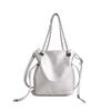 Phone Pouch Bucket Drawstring Bag Large Capacity Solid Color Leather Chain Handbag Magnetic Buckle Anti-splash Water