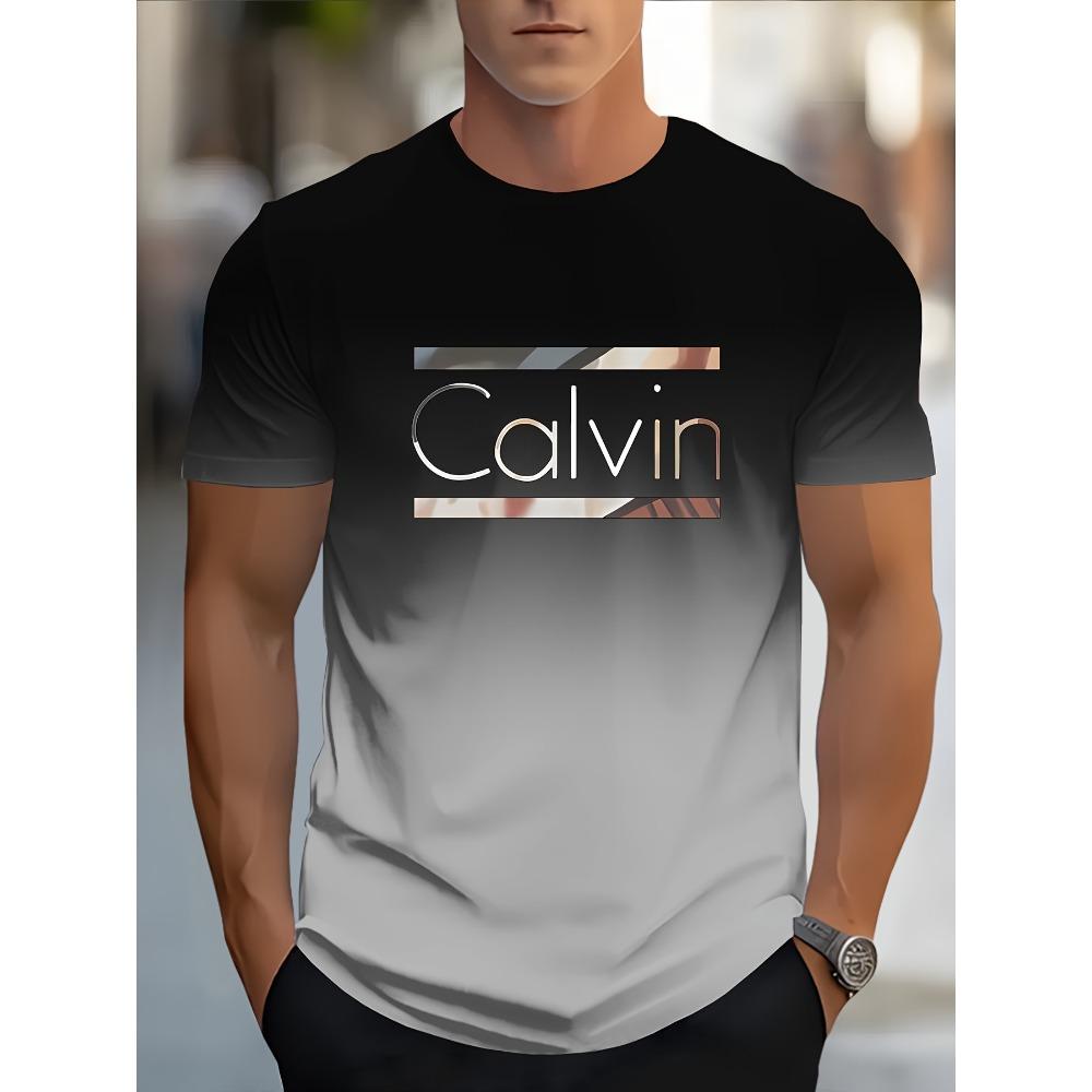 Farbverlauf Cavell Letter Print Herren T-Shirt Sommer Freizeit Sport Herren Top Mode Atmungsaktiv Outdoor Kurzarm T-Shirt