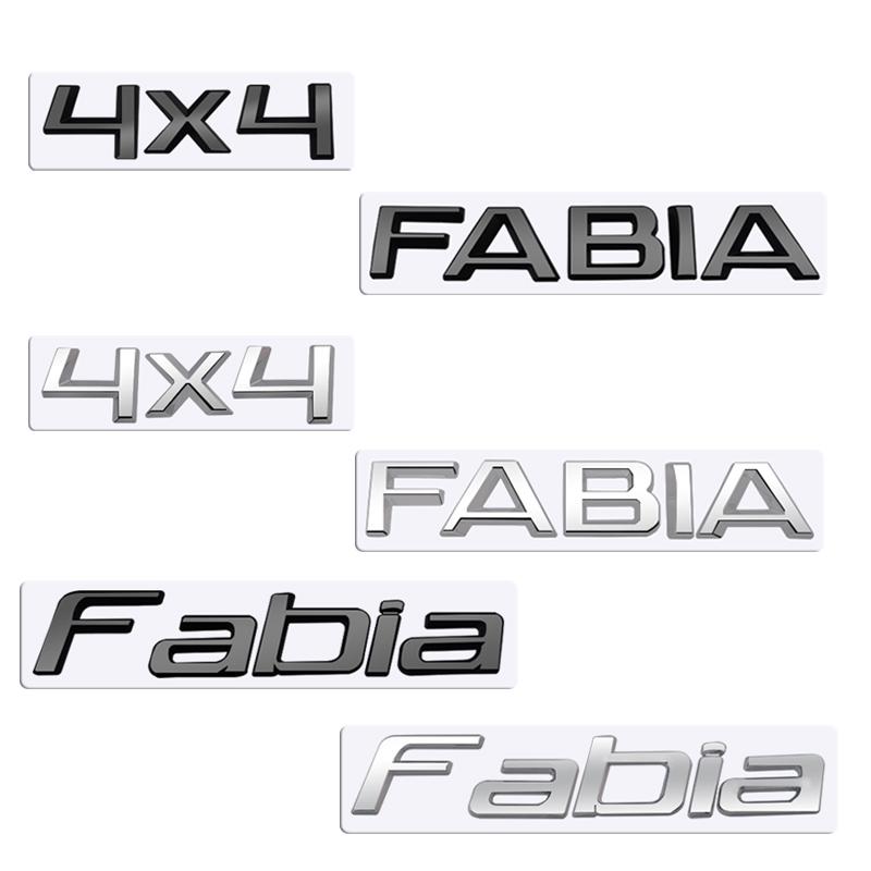 DDWO5 MetaL 3D Badge Logo Car Rear Trunk Body Sticker Letter Emblem For Skoda FABIA 4X4 Accessories Glossy Black Matte black