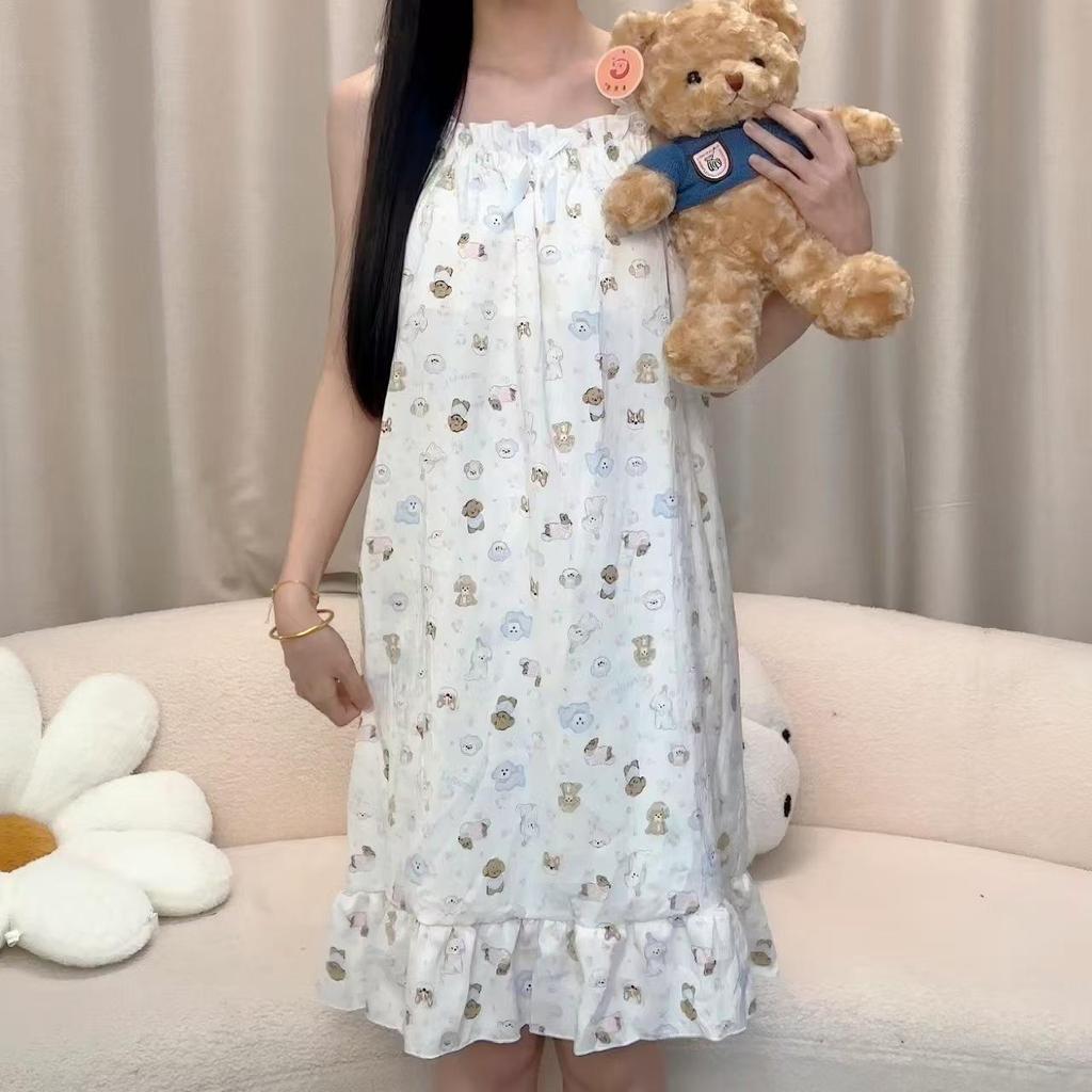 Sweet Girly Princess Camisole Nightgown with Chest Pads - Loose Maternity Summer Pajamas