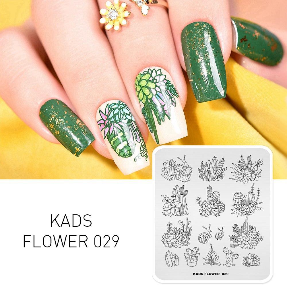 

KADS Flower 029 Прямоугольные пластины для штамповки ногтей Цветочный узор Шаблон для ногтей DIY Штамп-пластина Шаблон для штампа Маникюрные инструменты