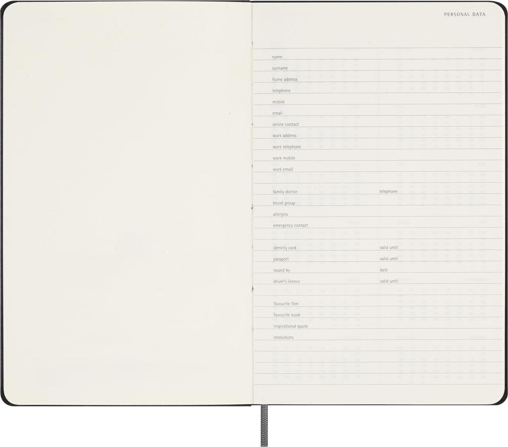 Moleskine 12-Month Undated Weekly Diary, Large Size (13cm x 21cm), Black Hardcover, DHUNDB12WN301