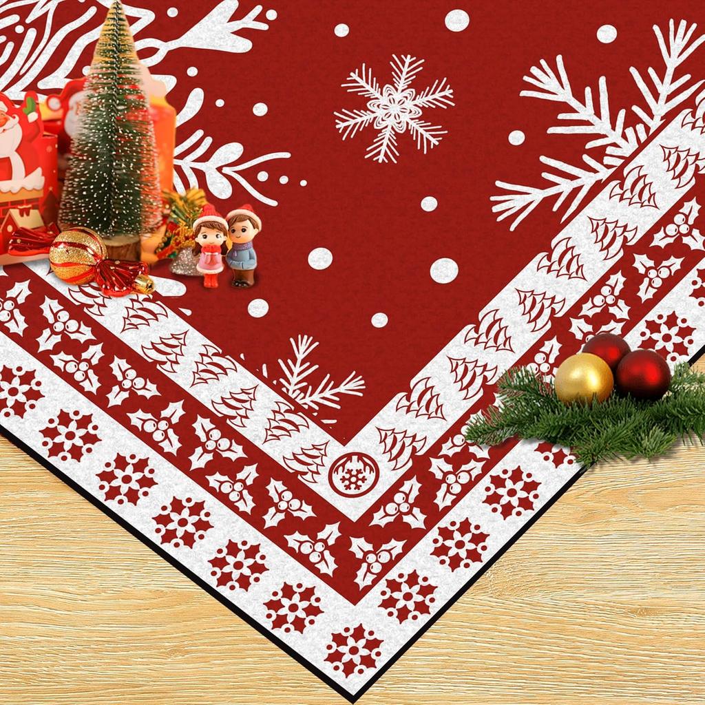 Christmas Rug Red Snowflake Area Rugs Washable for Kids Girls Women Floral Snowflake Carpet for Living Room Bedroom Nursery