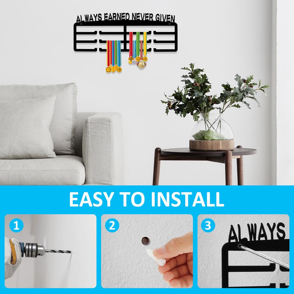Medal Display Hanger Wall Mounted Iron Triathlon Running Sports Medal Display Rack Decorative Medal Holder for 30-45 Medals New
