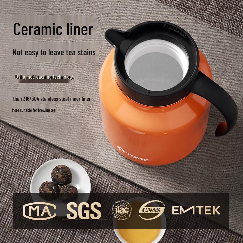 TOMIC 1L Smart Temperature Display Ceramic Lined Braising Teapot