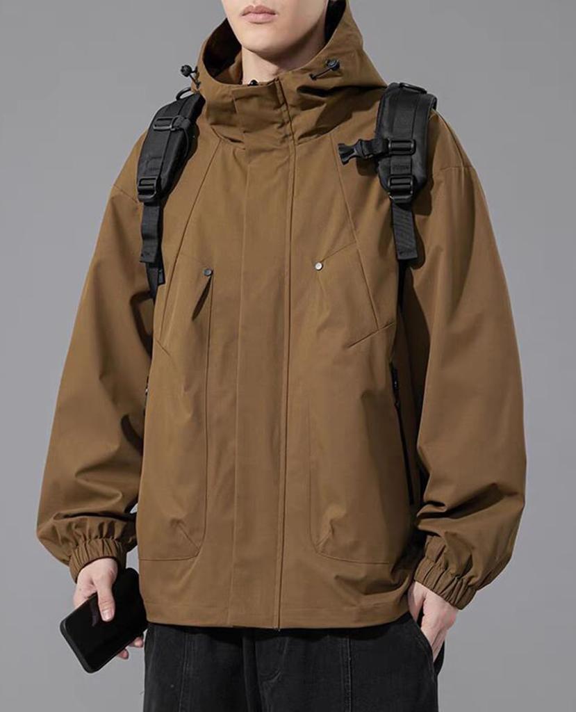 OKJCON Solid Color Plus Size Men's Autumn/Winter Coat, Casual, Business, Stylish, (2XL, Brown)