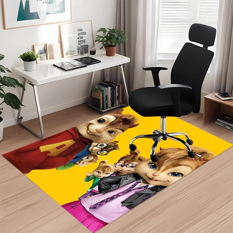 Tapete com Estampa de Alvin e os Esquilos para Cadeira de Escritório Sala de Estar Quarto Cozinha Decoração de Ambientes Presentes