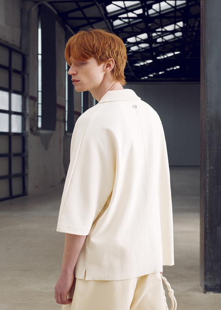 UMARMUNG Elastic Viscos Half Zipup Pullover_Ivory
