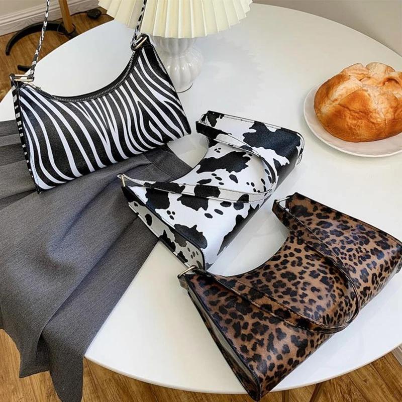 Fashion Zebra Leopard Print Women Handbag Pu Leather Underarm Shoulder Bags Female Daily Totes Purse Premium Durable