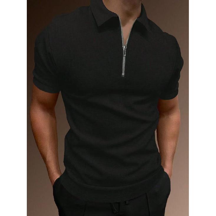 Men'S Summer Sports And Fitness T-Shirt Casual Lapel Short-Sleeved Half-Zip Polo Shirt Man