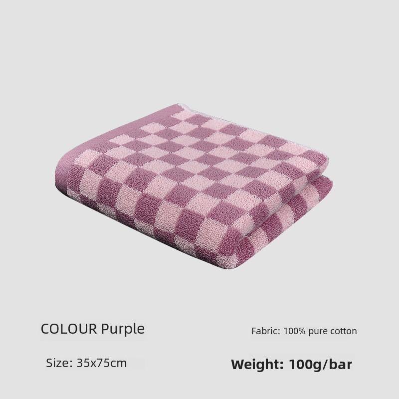 Checkered Bath Towel Cotton Face Towel Adult Absorbent Towels Gift Towel Supplies Bathing Tools