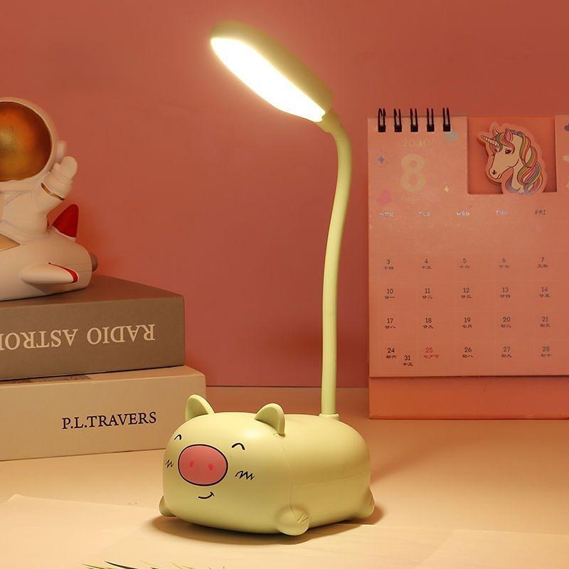 Mini Cartoon LED Desk Lamp Eye Protection Study Cute Desk Lamp Student Dormitory Bedside Lamp Rechargeable or Plug-in Night Light