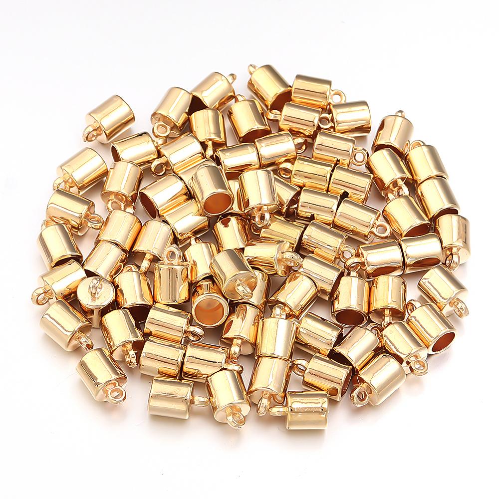 50-100pcs/lot CCB Crimp End Caps Tassel Leather Cords End Tip Beads Caps For DIY Bracelet Necklace Jewelry Making Accessories