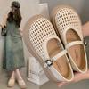 Woven Retro Breathable 2025 Summer Fashionable Versatile Comfortable Hollow Mesh Shoes Thick-soled Shallow Mouth Single Shoes