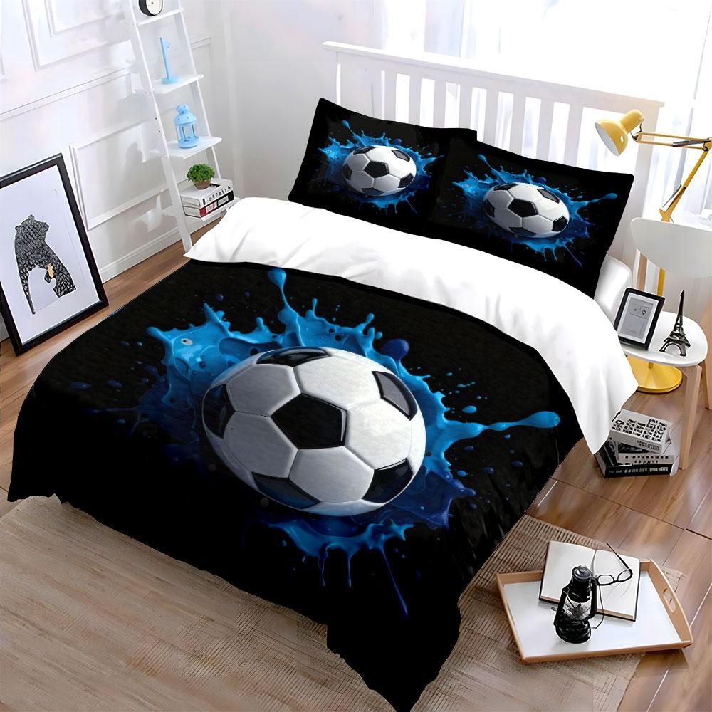 Dynamic Flying Football 3Pcs Bedding Set, Multiple Sizes Kid'S And Adults' Bedroom Exquisite 3Pc Bedding Set, Gift