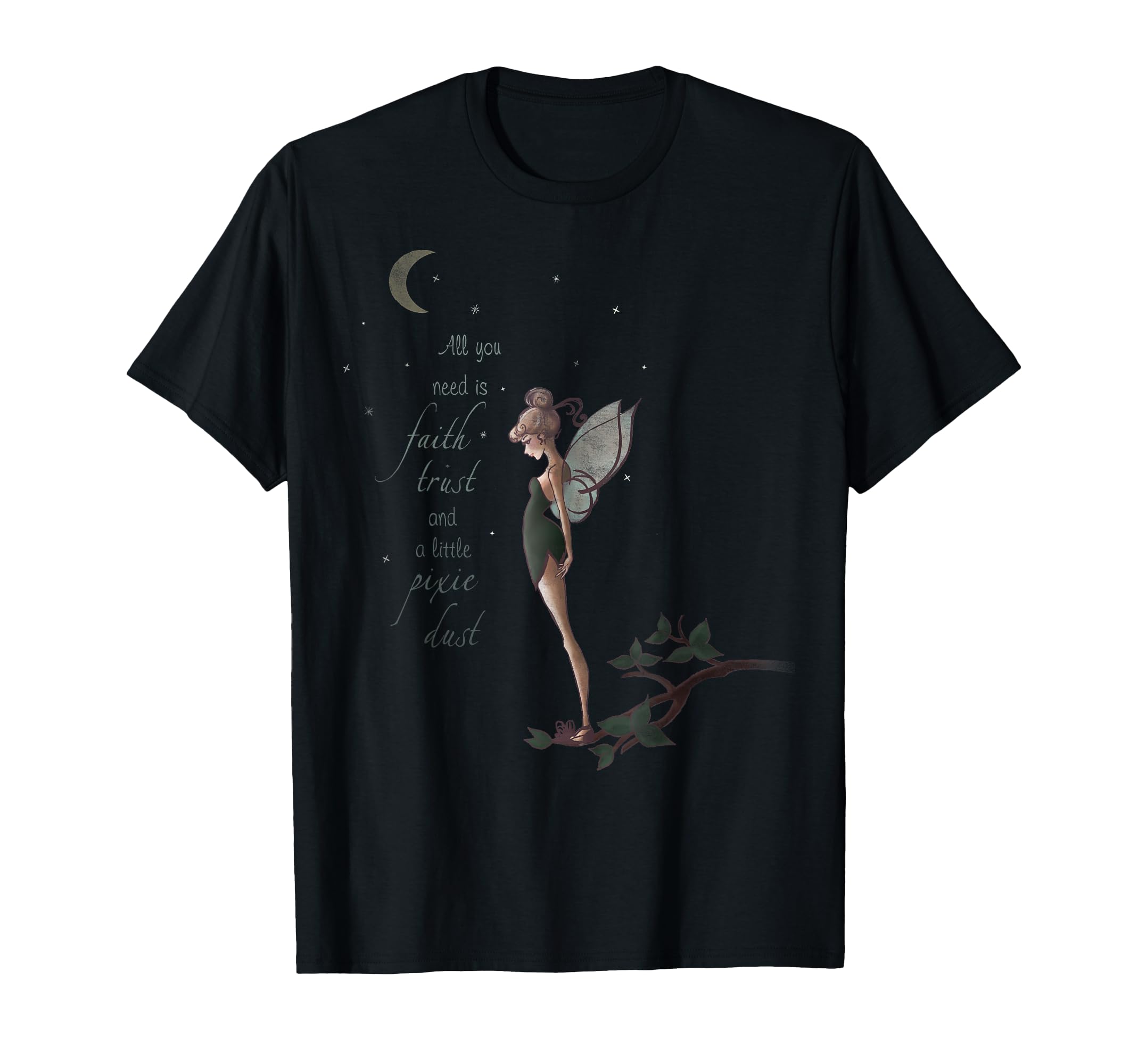 

Disney Peter Pan Tinkerbell Moon Quote Art Graphic T-Shirt