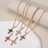 Hip Hop Zircon Cross Necklace: Versatile Titanium Steel Pendant Choker