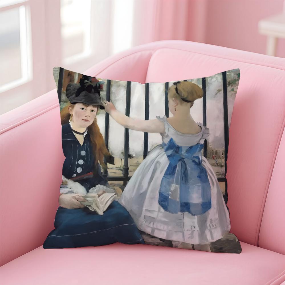 Impressionism EEdouard Manet Cushion Cover Pillow Case Ultra Soft Skin Friendly Fabric Cloud Like Comfort Concealed Zipper