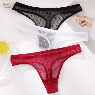 Sexy Lace Thongs Women Transparent G-string Panties Dots Lace T-back Underwear Fashion Female Underpants