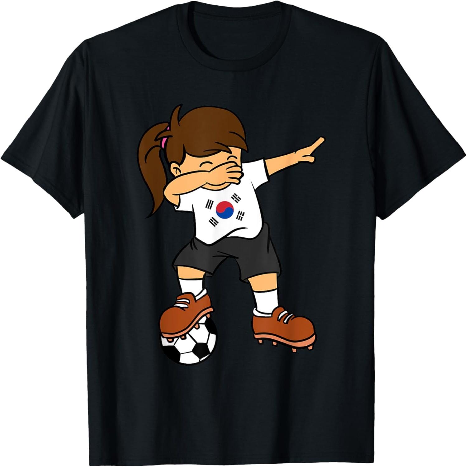 South Korea Soccer Ball Dabbing Girl Korean Football T-Shirt S