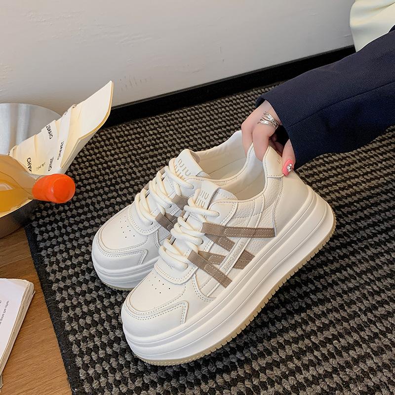 

Little white shoes women s 2025 new versatile super popular women s shoes thick sole light sole soft sole imitation leather breathable board shoes 40 хаки