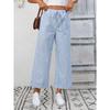 Sommer Neue Damen Gestreifte High Waist Lässige Mode Neun-Punkte-Hose