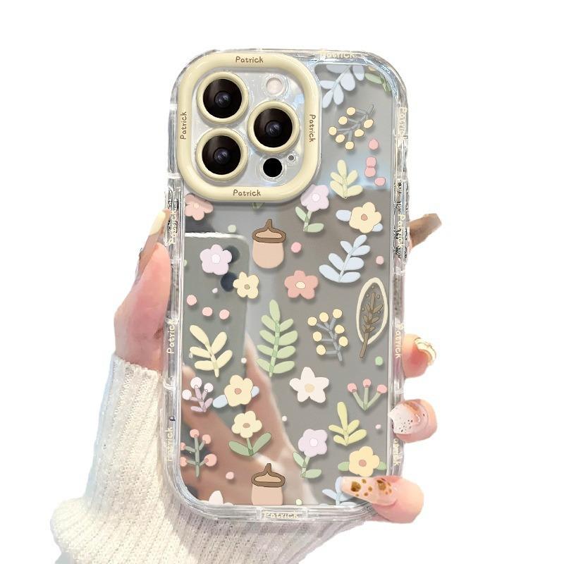 Full Screen Fresh Floral for Apple 16 Mobile Phone Case for IPhone 14 Promax Mirror 15 Transparent Xs Anti-fall