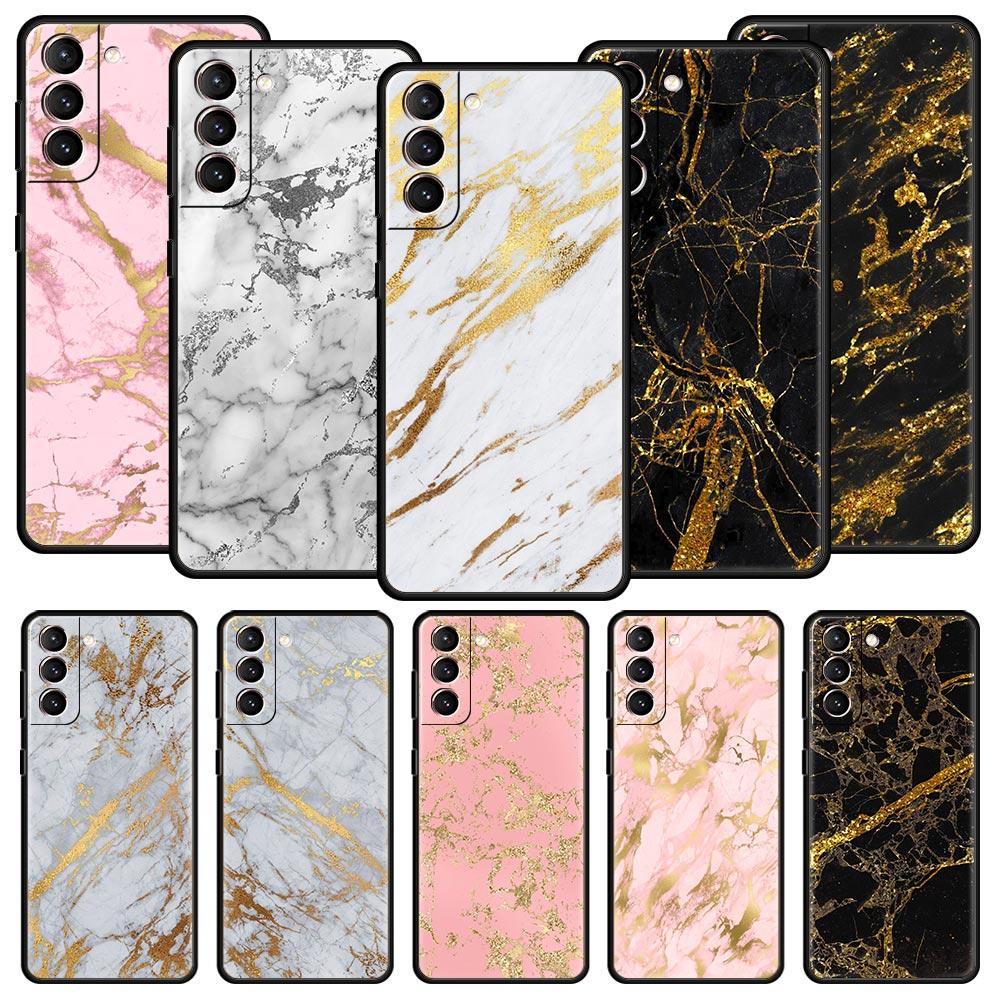Black Gold Marble Pattern Phone Case For Samsung Galaxy S22 S21 S20 Ultra FE 5G S10E S10 S9 S24 Plus S23 Cover Shell