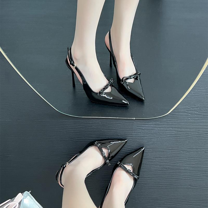 Fashion 2025 New Women's Pointed Toe High Heels Slip-On Slingback Patent Leather Pumps for Work & Casual Comfortable Office Shoes