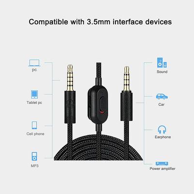 3.5mm Audio Cable for G Pro X G433 G233 Gaming Headset Inline Mute